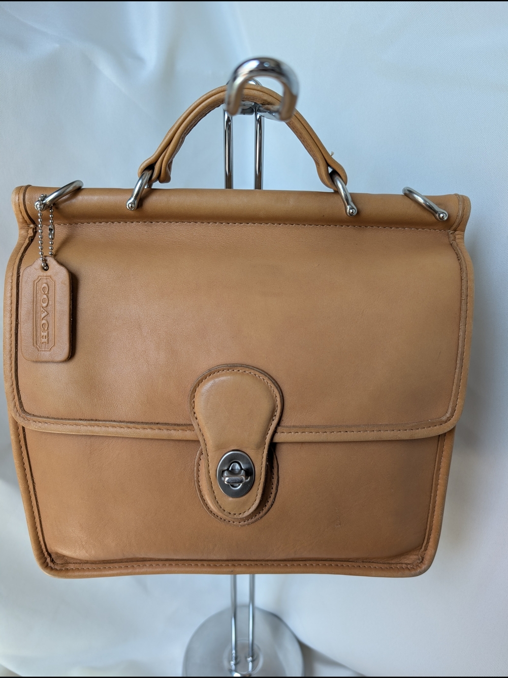 Vintage Coach Willis Bag 9927 Camel Tan Leather Silvertone Nickel Hardware